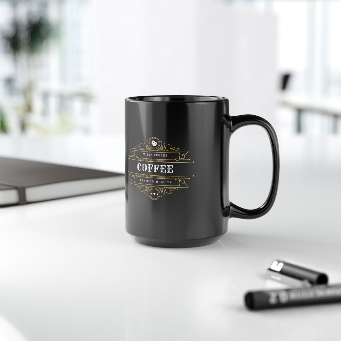 Elegant Black Coffee Mug - 15oz Premium Quality